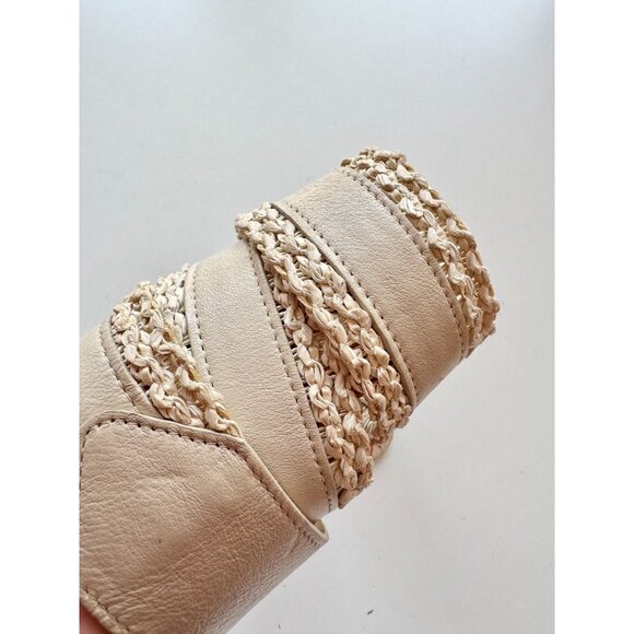 STREETS AHEAD Ivory Cream Leather Corded Lace Trim Belt, Size M - Picture 2 of 9